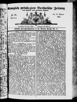 Königlich privilegirte Berlinische Zeitung von Staats- und gelehrten Sachen vom 14.02.1858