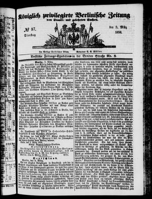 Königlich privilegirte Berlinische Zeitung von Staats- und gelehrten Sachen vom 09.03.1858