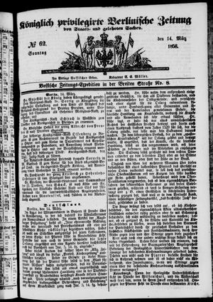 Königlich privilegirte Berlinische Zeitung von Staats- und gelehrten Sachen vom 14.03.1858