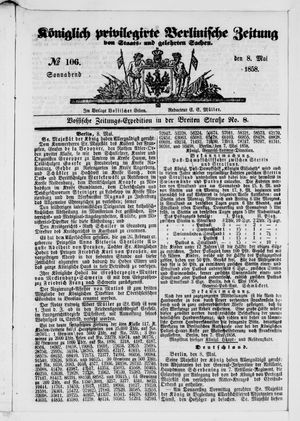 Königlich privilegirte Berlinische Zeitung von Staats- und gelehrten Sachen vom 08.05.1858