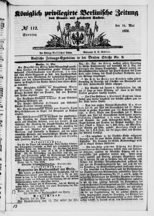 Königlich privilegirte Berlinische Zeitung von Staats- und gelehrten Sachen on May 16, 1858