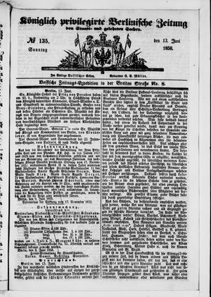 Königlich privilegirte Berlinische Zeitung von Staats- und gelehrten Sachen vom 13.06.1858