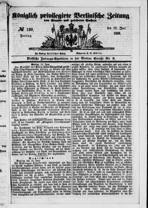 Königlich privilegirte Berlinische Zeitung von Staats- und gelehrten Sachen vom 18.06.1858