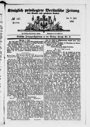 Königlich privilegirte Berlinische Zeitung von Staats- und gelehrten Sachen on Jul 9, 1858