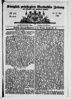 Königlich privilegirte Berlinische Zeitung von Staats- und gelehrten Sachen vom 21.07.1858