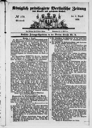 Königlich privilegirte Berlinische Zeitung von Staats- und gelehrten Sachen vom 04.08.1858