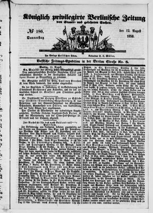 Königlich privilegirte Berlinische Zeitung von Staats- und gelehrten Sachen vom 12.08.1858