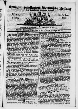 Königlich privilegirte Berlinische Zeitung von Staats- und gelehrten Sachen on Aug 31, 1858
