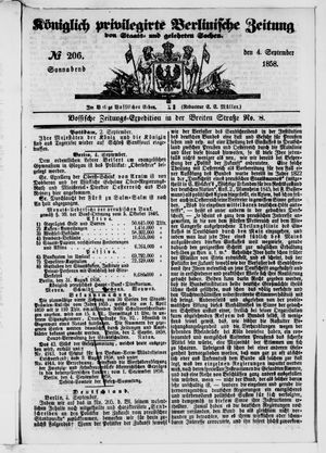 Königlich privilegirte Berlinische Zeitung von Staats- und gelehrten Sachen vom 04.09.1858
