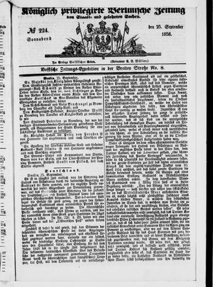 Königlich privilegirte Berlinische Zeitung von Staats- und gelehrten Sachen vom 25.09.1858