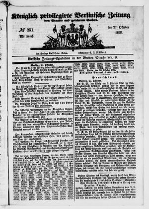 Königlich privilegirte Berlinische Zeitung von Staats- und gelehrten Sachen vom 27.10.1858