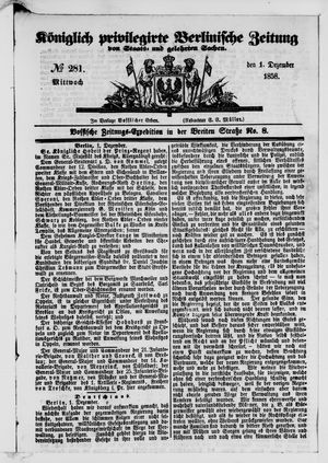 Königlich privilegirte Berlinische Zeitung von Staats- und gelehrten Sachen vom 01.12.1858