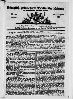 Königlich privilegirte Berlinische Zeitung von Staats- und gelehrten Sachen vom 31.12.1858
