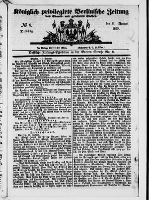 Königlich privilegirte Berlinische Zeitung von Staats- und gelehrten Sachen on Jan 11, 1859
