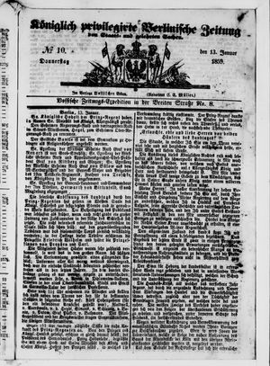 Königlich privilegirte Berlinische Zeitung von Staats- und gelehrten Sachen on Jan 13, 1859
