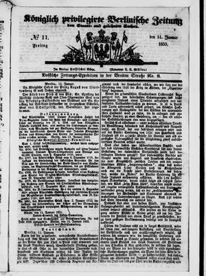 Königlich privilegirte Berlinische Zeitung von Staats- und gelehrten Sachen on Jan 14, 1859