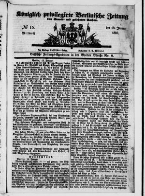 Königlich privilegirte Berlinische Zeitung von Staats- und gelehrten Sachen vom 19.01.1859