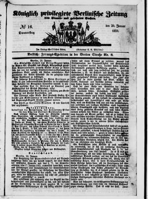 Königlich privilegirte Berlinische Zeitung von Staats- und gelehrten Sachen vom 20.01.1859