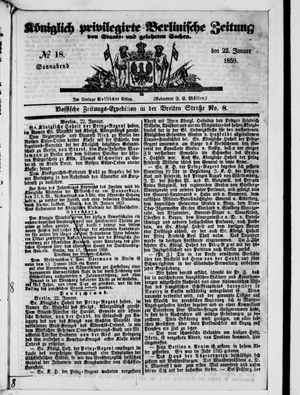 Königlich privilegirte Berlinische Zeitung von Staats- und gelehrten Sachen on Jan 22, 1859