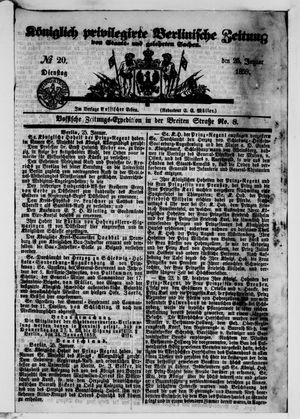 Königlich privilegirte Berlinische Zeitung von Staats- und gelehrten Sachen vom 25.01.1859