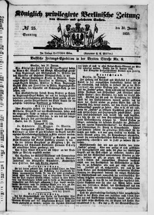 Königlich privilegirte Berlinische Zeitung von Staats- und gelehrten Sachen vom 30.01.1859