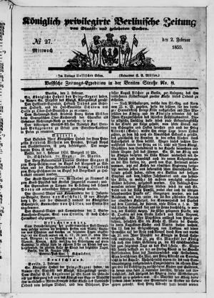 Königlich privilegirte Berlinische Zeitung von Staats- und gelehrten Sachen on Feb 2, 1859