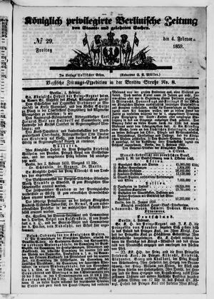 Königlich privilegirte Berlinische Zeitung von Staats- und gelehrten Sachen on Feb 4, 1859