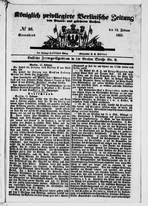 Königlich privilegirte Berlinische Zeitung von Staats- und gelehrten Sachen vom 12.02.1859