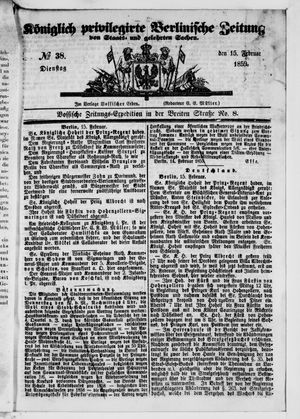 Königlich privilegirte Berlinische Zeitung von Staats- und gelehrten Sachen vom 15.02.1859