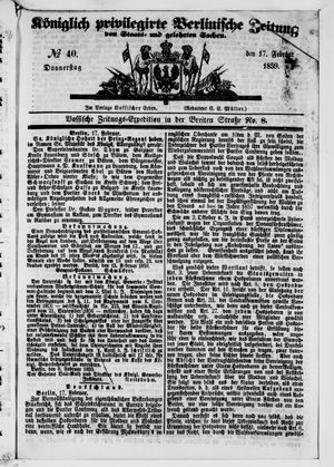 Königlich privilegirte Berlinische Zeitung von Staats- und gelehrten Sachen on Feb 17, 1859