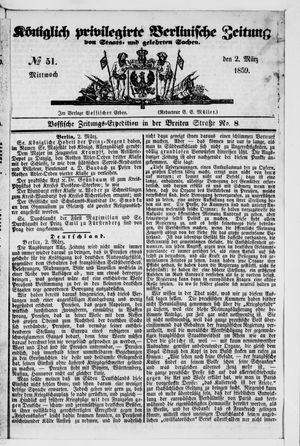 Königlich privilegirte Berlinische Zeitung von Staats- und gelehrten Sachen vom 02.03.1859