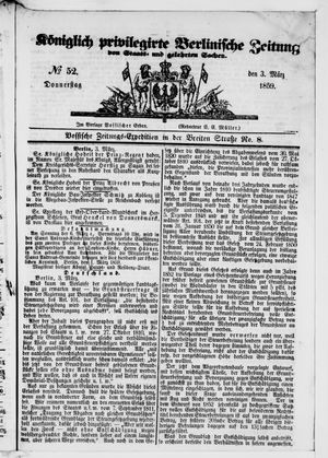Königlich privilegirte Berlinische Zeitung von Staats- und gelehrten Sachen on Mar 3, 1859