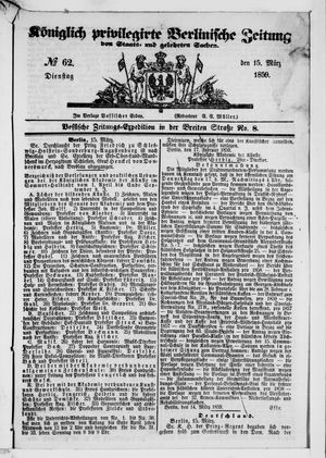 Königlich privilegirte Berlinische Zeitung von Staats- und gelehrten Sachen vom 15.03.1859
