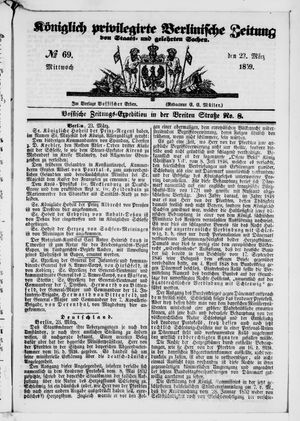 Königlich privilegirte Berlinische Zeitung von Staats- und gelehrten Sachen on Mar 23, 1859