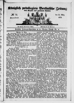 Königlich privilegirte Berlinische Zeitung von Staats- und gelehrten Sachen on Mar 26, 1859
