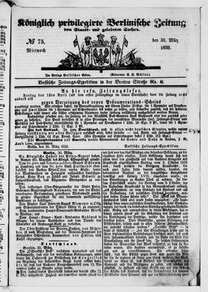 Königlich privilegirte Berlinische Zeitung von Staats- und gelehrten Sachen vom 30.03.1859