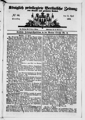 Königlich privilegirte Berlinische Zeitung von Staats- und gelehrten Sachen on Apr 12, 1859