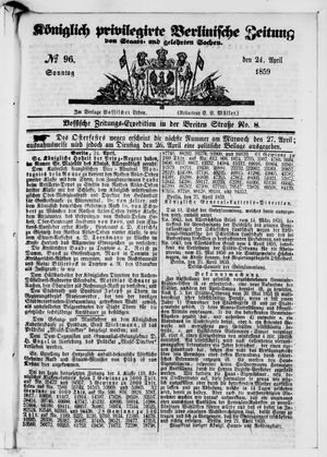 Königlich privilegirte Berlinische Zeitung von Staats- und gelehrten Sachen vom 24.04.1859