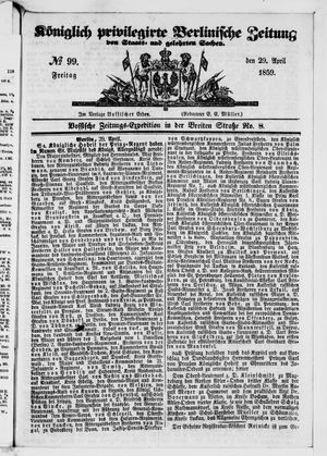 Königlich privilegirte Berlinische Zeitung von Staats- und gelehrten Sachen vom 29.04.1859