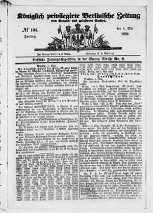 Königlich privilegirte Berlinische Zeitung von Staats- und gelehrten Sachen on May 6, 1859