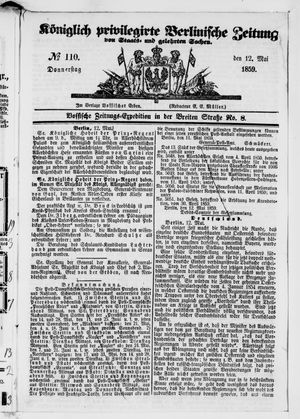 Königlich privilegirte Berlinische Zeitung von Staats- und gelehrten Sachen vom 12.05.1859
