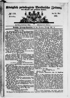 Königlich privilegirte Berlinische Zeitung von Staats- und gelehrten Sachen on May 24, 1859