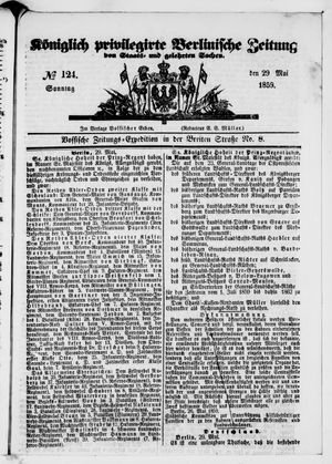 Königlich privilegirte Berlinische Zeitung von Staats- und gelehrten Sachen on May 29, 1859