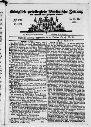 Königlich privilegirte Berlinische Zeitung von Staats- und gelehrten Sachen vom 31.05.1859