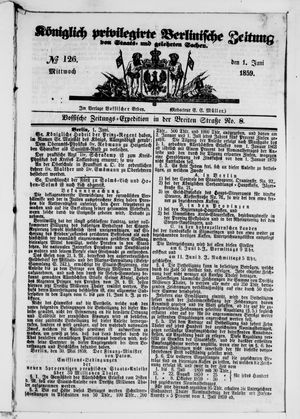 Königlich privilegirte Berlinische Zeitung von Staats- und gelehrten Sachen vom 01.06.1859