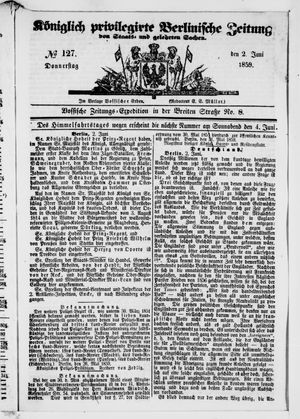 Königlich privilegirte Berlinische Zeitung von Staats- und gelehrten Sachen on Jun 2, 1859