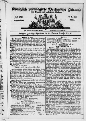Königlich privilegirte Berlinische Zeitung von Staats- und gelehrten Sachen on Jun 3, 1859