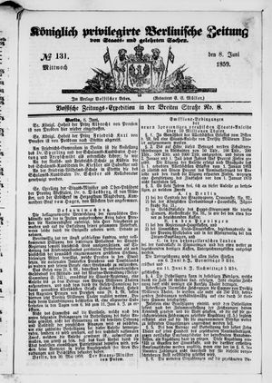 Königlich privilegirte Berlinische Zeitung von Staats- und gelehrten Sachen vom 08.06.1859