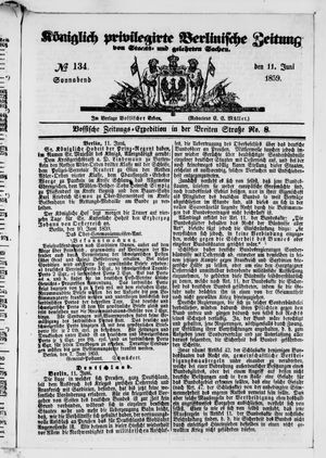 Königlich privilegirte Berlinische Zeitung von Staats- und gelehrten Sachen on Jun 11, 1859