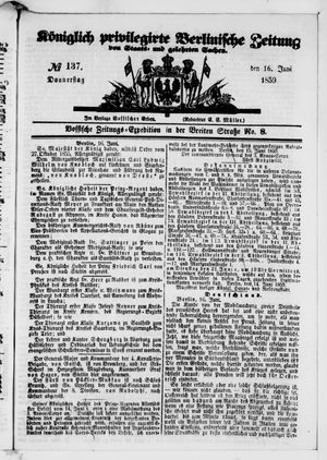 Königlich privilegirte Berlinische Zeitung von Staats- und gelehrten Sachen on Jun 16, 1859